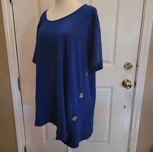 Women's Avenue Top Blue Lagenlook Asymmetrical T Shirt Contemporary Size 22 24
